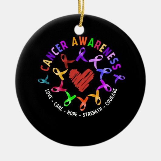 全ての癌認識度が色数々のRiで癌と闘う セラミックオーナメント (正面)