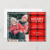 全ての赤いプレメリーイド家族の写真のクリスマス シーズンポストカード (正面/裏面)