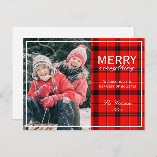 全ての赤いプレメリーイド家族の写真のクリスマス シーズンポストカード (正面/裏面)