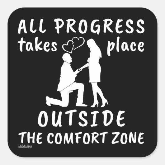 全ての進歩は快適な圏外で起こる スクエアシール (正面)