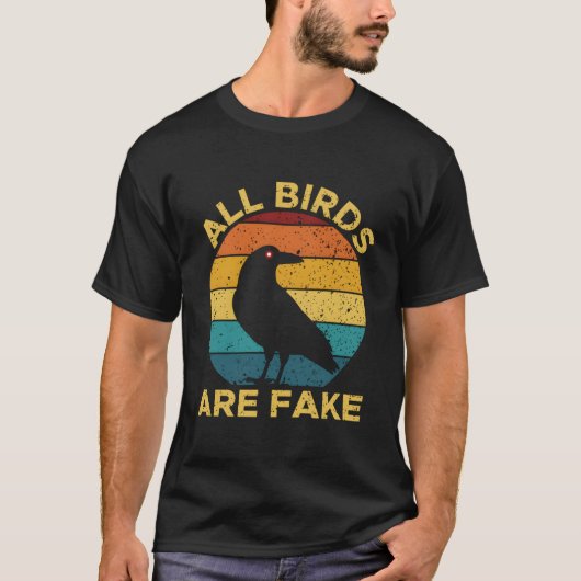 全ての鳥は偽物 鳥見スパイドローン Tシャツ (正面)