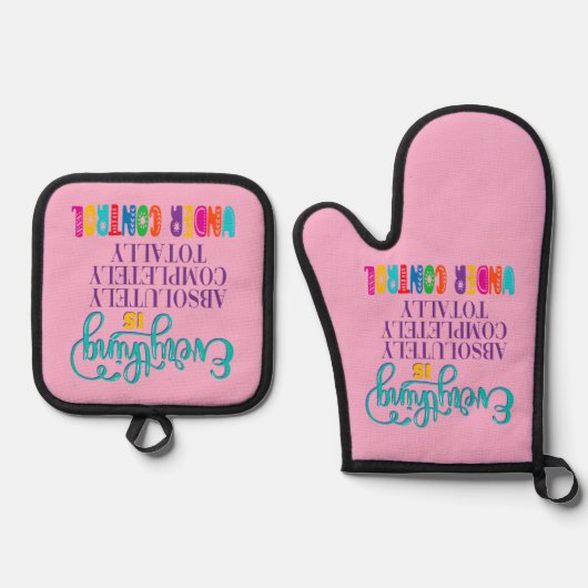 全ては完全にコントロールされている 鍋つかみ&鍋敷きセット (正面)