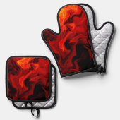 全てオーブンのミットとポットホルダー 鍋つかみ&鍋敷きセット (正面/裏面)