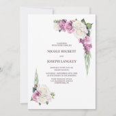 全てワンピンクホワイトフローラ結婚 招待状 (正面)