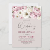 全てワンピンクホワイトフローラ結婚 招待状 (正面)