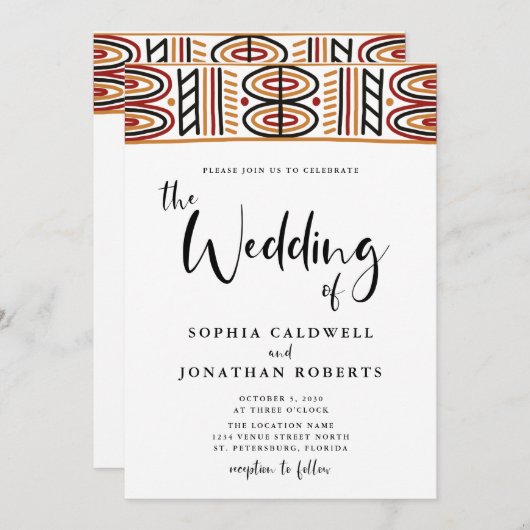 全て一つのアフリカのモチーフの書道結婚の 招待状 (正面/裏面)