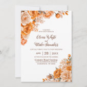 全て一つのオレンエレガントジフローラ結婚 招待状 (正面)