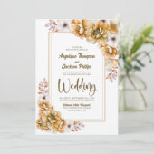 全て一つのオレンジ色のフローラ結婚 招待状 (スタンド正面)