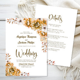 全て一つのオレンジ色のフローラ結婚 招待状