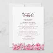 全て一つのピンクのフローラ 招待状 (裏面)