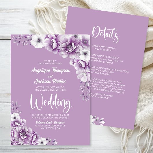 全て一つのピンクのフローラ 招待状