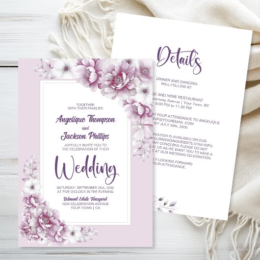 全て一つのピンクのフローラ 招待状