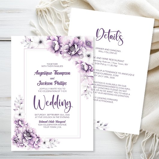 全て一つのピンクのフローラ 招待状