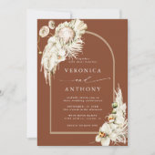 全て一つのプロテアパンパスグラス結婚のテラコッタ 招待状 (正面)