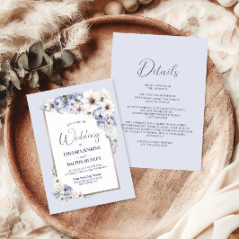 全て一灰色のフローラ結婚 招待状