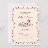 全て片手で描いたQRコード結婚 招待状 (正面)