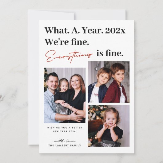 全て素晴らし新おもしろい年3枚写真 シーズンカード (正面)