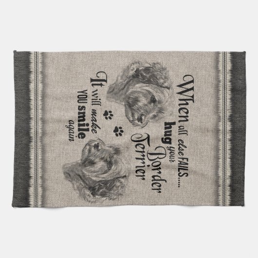 全て縁どが失敗した時のテリアのアート引用文 キッチンタオル (横)