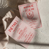 全て赤ピンクの手描きケーキのフレーム結婚の 招待状