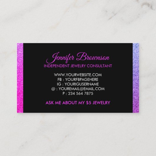 全て5ドルジュエリー 名刺 (裏面)