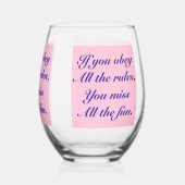 全もしてのルールに従え恋しく思るおもしろい! ステムなしワイングラス (裏面)