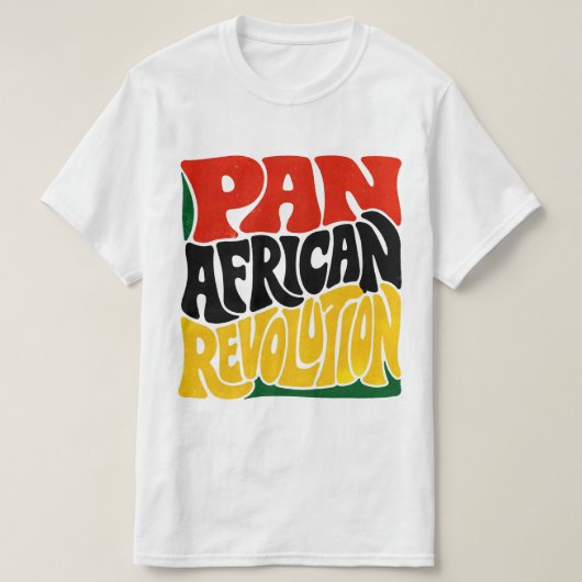 全アフリカ革命レトロタイポグラフィーデザイン Tシャツ (デザイン正面)