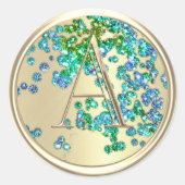 全イニシャルモノグラムカラフルグリッター紙吹雪 ラウンドシール (正面)