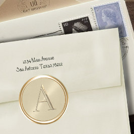 全イニシャル金ゴールドモノグラムオンシャンパン ラウンドシール