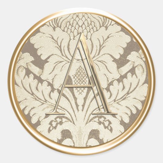 全イニシャル金ゴールドモノグラムシャンパンダマスク ラウンドシール (正面)