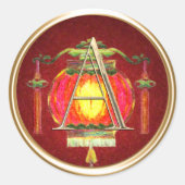 全イニシャル金ゴールドモノグラム中国のランタン ラウンドシール (正面)