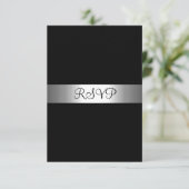 全イベント用RSVP返信カード ブラックシルバー 出欠カード (スタンド正面)