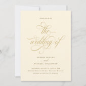 全エレガントて一結婚つの金ゴールド結婚 招待状 (正面)