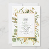 全エレガント一グリーン金ゴールド葉ズ結婚ズ 招待状 (裏面)