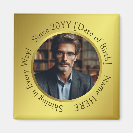 全エレガント大事な行事カスタマイズ写真輝く金ゴールド マグネット (正面)