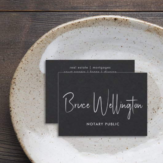 全エレガント黒署名スクリプト公証人弁護士 名刺