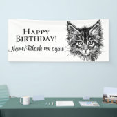 全カスタム文字白黒キッテン顔 横断幕 (トレードショー)