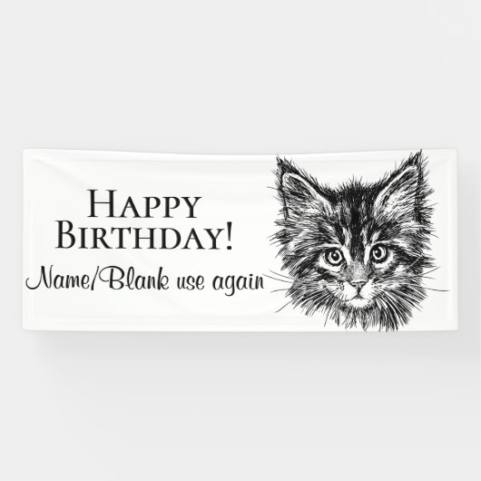 全カスタム文字白黒キッテン顔 横断幕 (横)