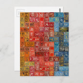 全カラフル50州のプレート ポストカード (正面/裏面)