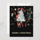 全クリスマスキャンディーケーンツリーズブラック シーズンポストカード (正面/裏面)