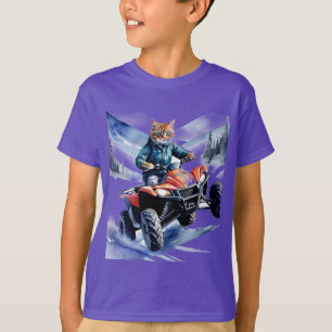 全クール地形車猫おもしろい水彩 Tシャツ