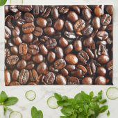 全コーヒー豆パターン キッチンタオル (折り畳み)