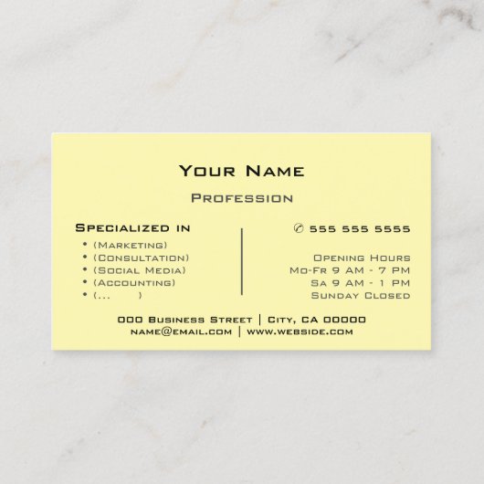 全シンプル業エレガント向けに着色されたクリーム 名刺 (裏面)