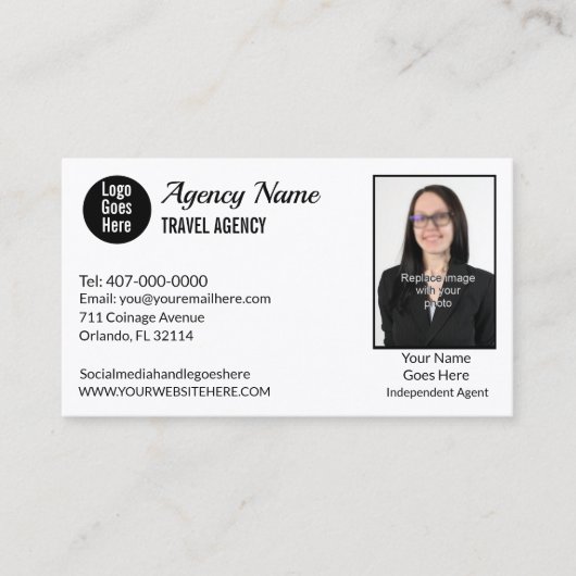 全シンプル業汎用写真テンプレート 名刺 (正面)