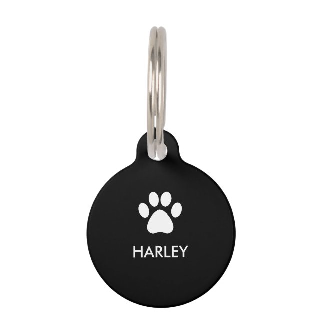 全シンプル黒のミニマル名前をカスタムする犬猫 ペット　ネームタグ (正面)
