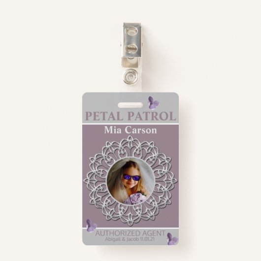 全シーズン薄紫花びらパトロールフラワーガールバッジ バッジ (正面クリップ)