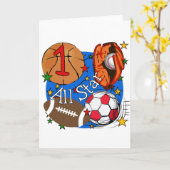 全スタースポーツ1歳の誕生日Tシャツと贈り物 カード (黄色い花)