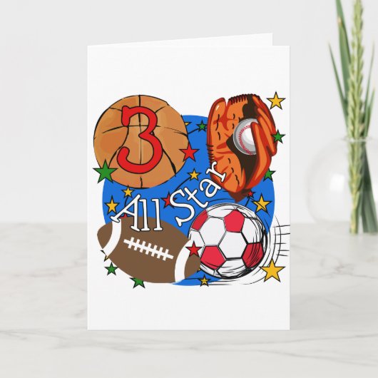全スタースポーツ3回誕生日Tシャツと贈り物 カード (正面)