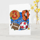 全スタースポーツ3回誕生日Tシャツと贈り物 カード (黄色い花)