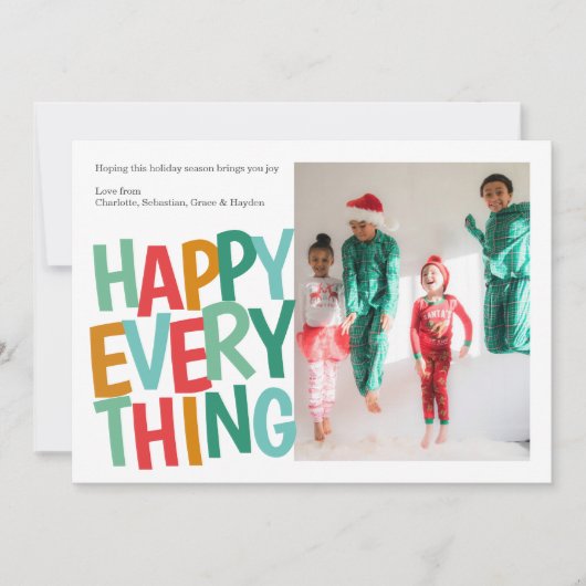 全パーソナライズされたてのクリスマスを楽しカラフルむ シーズンカード (正面)