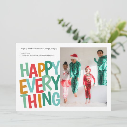 全パーソナライズされたてのクリスマスを楽しカラフルむ シーズンカード (スタンド正面)